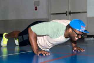 a man doing push ups