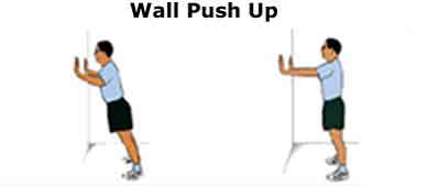 picture showing a men doing wall push up exercise 