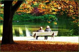 Couple getting relax in park