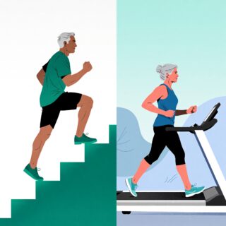 Jakaherd A split screen flat vector illustration. On the left a 65 year o b19c0981 b65e 4456 9dc7 1a2646986ca9